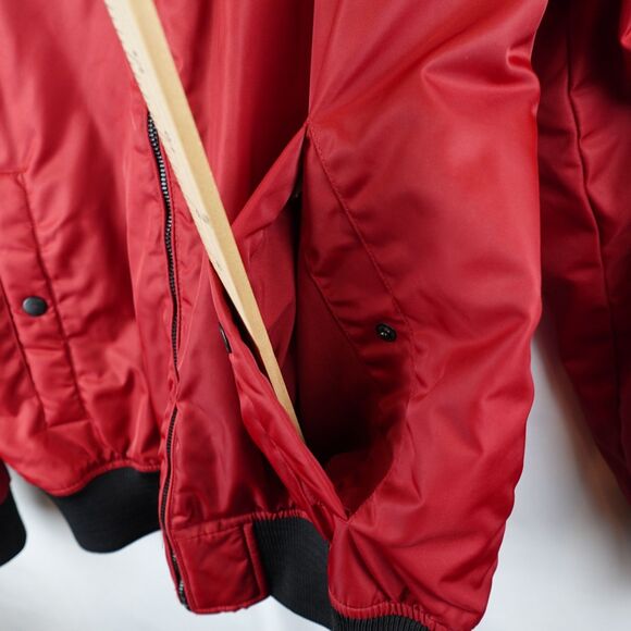 GUESS Men's Hooded Bomber Jacket Red Black Size Large Streetwear Lagenlook Fall - Picture 13 of 16